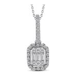 0.25 ct Modern Tasarım Baget Kare Tektaş Kolye