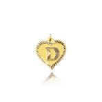 0.25 gr 14 Ayar D Harfi Kalp Kolye Ucu