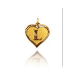 0.25 gr 14 Ayar L Harfi Kalp Kolye Ucu