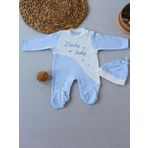 0-3 3-6 Ay Lucky Baby Nakışlı Es Çizgi Boy Şapkalı Erkek Bebek Tulumu Mavi
