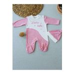 0-3 3-6 Ay Lucky Baby Nakışlı Es Çizgi Boy Şapkalı Kız Bebek Tulumu Pembe