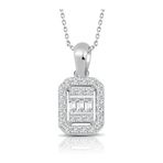 0.30 ct Baget Pırlanta Kare Tektaş Kolye