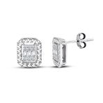 0.30 Ct. Modern Tasarım Baget Kare Tektaş Küpe