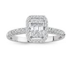 0.32 ct Modern Tasarım Baget Kare Tektaş Yüzük