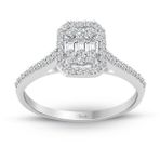 0.34 ct Modern Tasarım Baget Kare Tektaş Yüzük