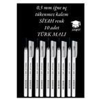 0.5 Mm Iğne Uç Siyah Tükenmez Kalem 10 Adet Yeni Seri Yeni Üretim Türk Malı Pensan 2305 Siyah
