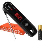 0.5 Saniye Lightning Anında Okuma Özellikli Et Termometresi, Otomatik Uyandırma/Uyku/180° Döndürülebilir Ekranlı, Ip67 Su Geçirmez Pişirme Termometresi (Yağda Kızartma, Barbekü, Izgara Için)
