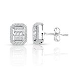0.55 ct Baget Pırlanta Kare Tektaş Küpe