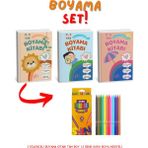 0-6 Yaş Boyama Kitabı 3'lü Set Kuru Boya Kalemi Hediyeli