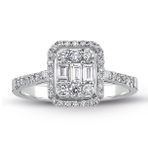 0.60 ct 18K Modern Tasarım Baget Kare Tektaş Yüzük