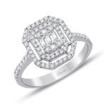 0.60 ct Çift Sıra Baget Kare Tektaş Yüzük