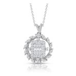 0.60 ct Modern Tasarım Baget Kare Tektaş Kolye