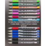 0.7 mm Iğne Uç Renkli Tükenmez Kalem Seti 7 Canlı Renk + 3 Mavi 2 Siyah 1 Kırmızı 13'lü Set