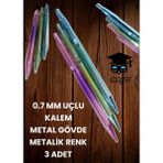 0.7 Mm Uçlu Kalem Metal Gövde Metalik Renk 3 Adet
