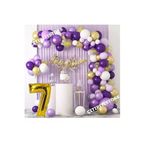 0-9 Yaş Macaron Mor Balon Zinciri Seti Gölge Mor Altın Balon Dekorasyon, 7