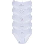 002 Kız Çocuk Taş Baskılı 5'li Külot Paketi, V15- Beyaz, 10-11 yaş