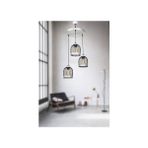 0056931 3 Lü Sarkıt Kasa Siyah Silver Avize