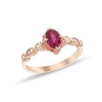 0,08 Karat Pırlantalı Yakut Taşlı Vintage Yüzük