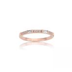 0,10Ct Baget 0,18Ct Pırlanta(Signity Zirkon)Taşlı Sıralı 925 Ayar Gümüş Alyans-Hediye Gümüş Yüzük