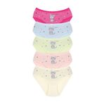 011 Kız Çocuk Mix Color 5'li Paket Baskılı Külot, V21- Karışık Açık Renkler, 6-7 yaş