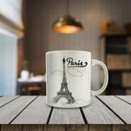 0125487 Paris Eyfel Kule Silüeti Baskılı Hediyelik Kupa Bardak