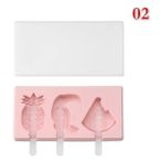 02 Kapaklı Silikon Dondurma Kalıp Karikatür Buzlu Şeker Yapma Makinesi Kalıpları Silikon Buz Küpü Tepsi Buz Küpü Makinesi (Yurt Dışından) - Ice Cream Tubs - Renkli