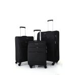 04Pc4200 3'Lü Set Ultra Light Hafif Lüx Kumaş Tekerlekli Valiz Siyah