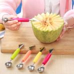 07 Dondurma Topu Kepçe Meyve Topu Oyma Bıçağı Kaşık Balya Dıy Çeşitli Soğuk Yemekler Karpuz Kavun Meyve Bıçağı Kesici Alet (Yurt Dışından) - Melon Scoops & Ballers - Renkli