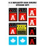 0726199643636 Çınar Extreme® A Rh- (Negatif) Kaskımı Çıkartma Yazılı 7 Parçalı Reflektif Kan Grubu Sticker Seti