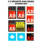 0726199643681 Çınar Extreme® Ab Rh- (Negatif) Kaskımı Çıkartma Yazılı 7 Parçalı Reflektif Kan Grubu Sticker Seti