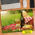 088 Yeşil Çimenler Üstünde Piknik Sepeti 240 Parça Puzzle Yapboz