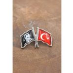 089 50005 Gümüş Atatürk Ve Ay Yıldız Türk Bayrak Yaka Rozeti