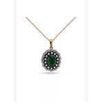 1.00 Karat Oval Zümrüt Elmas Kolye