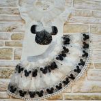 1-2-3 Yas Payetli Mickey Nakisli Kisa Kollu Brode Etekli 2Li Kiz Bebek Takimi