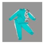 1-2-3 Yaş Payetli Pelüş Tavşan Desenli Likra Penye Kumaş Sweat Pantolonlu Kız 2li Çocuk Takımı Mint Yeşili