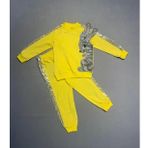 1-2-3 Yaş Payetli Pelüş Tavşan Desenli Likra Penye Kumaş Sweat Pantolonlu Kız 2li Çocuk Takımı Sarı