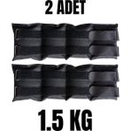 1.5 kg x 2 Adet Toplam 3 kg El ve Ayak Bilek Ağırlığı Kas Güçlendirici Kum Ağırlık Torbası Seti Siyah