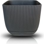 1.8lt 15X15X13 cm Dekoratif Mercan Desenli Tabaklı Mat Plastik Saksı No3 - 1,8 Litre - Antrasit