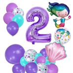 1-9 Yaş Deniz Kızı Konsept Temalı Doğum Günü Kutlama Seti (2)