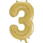 1 Adet 34 İnç 76 Cm Gold Folyo Balon Helyum Balon 3 Yaş Balonu 3 Rakam Balon