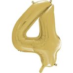 1 Adet 34 İnç 76 Cm Gold Folyo Balon Helyum Balon 4 Yaş Balonu 4 Rakam Balon