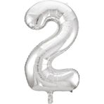 1 Adet 34 İnç 76 Cm Gümüş Folyo Balon Helyum Balon 2 Yaş Balonu 2 Rakam Balon