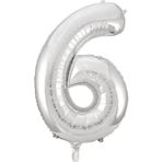 1 Adet 34 İnç 76 Cm Gümüş Folyo Balon Helyum Balon 6 Yaş Balonu 6 Rakam Balon