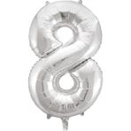 1 Adet 34 İnç 76 Cm Gümüş Folyo Balon Helyum Balon 8 Yaş Balonu 8 Rakam Balon