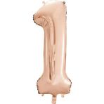1 Adet 34 İnç 76 Cm Rose Gold Folyo Balon Helyum Balon 1 Yaş Balonu 1 Rakam Balon