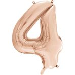 1 Adet 34 İnç 76 Cm Rose Gold Folyo Balon Helyum Balon 4 Yaş Balonu 4 Rakam Balon