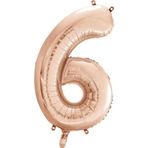 1 Adet 34 İnç 76 Cm Rose Gold Folyo Balon Helyum Balon 6 Yaş Balonu 6 Rakam Balon