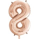 1 Adet 34 İnç 76 Cm Rose Gold Folyo Balon Helyum Balon 8 Yaş Balonu 8 Rakam Balon
