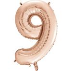 1 Adet 34 İnç 76 Cm Rose Gold Folyo Balon Helyum Balon 9 Yaş Balonu 9 Rakam Balon