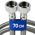 1 Adet 70 cm Paslanmaz Çelik Örgülü Flex Hortum – 3/8"x3/8" Klozet ve Taharet Musluğu Bağlantı Hortumu, Yüksek Dayanıklı ve Sızdırmaz